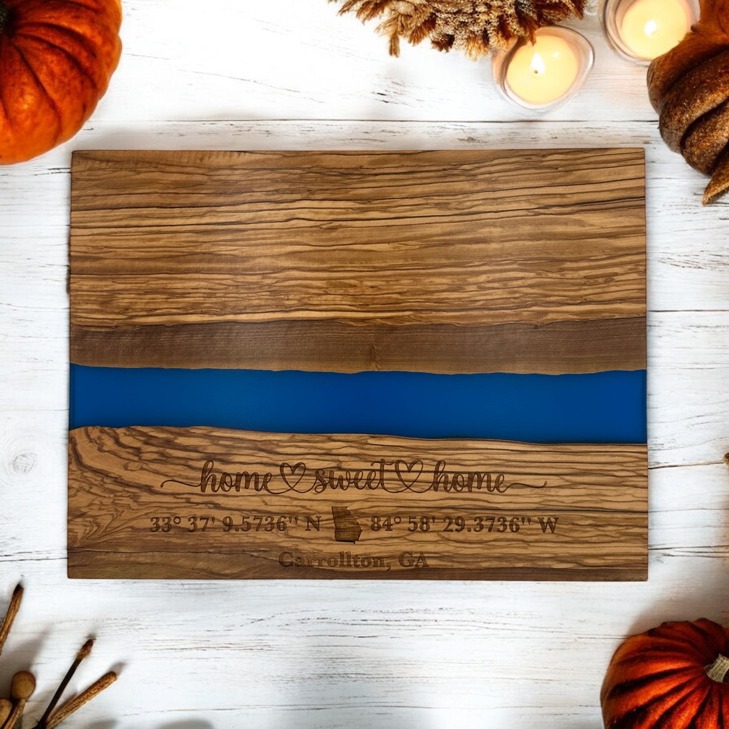 Personalized Olive Wood Resin Cutting Board